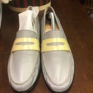 Cole Haan silver and yellow loafers